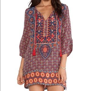 Printed Tolani Silk Tunic Dress Top